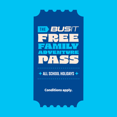 Image showing a ticket saying BUSIT free family adventure pass