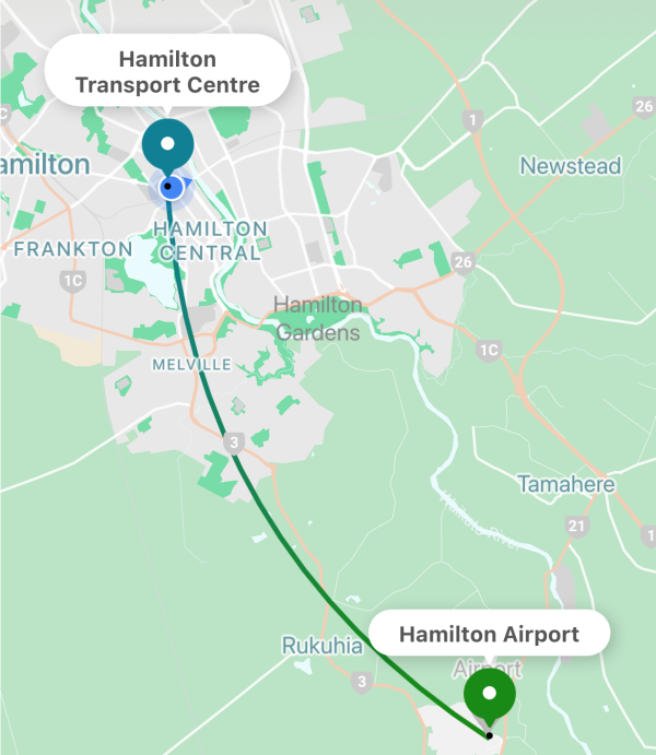 A map of the Flex airport service